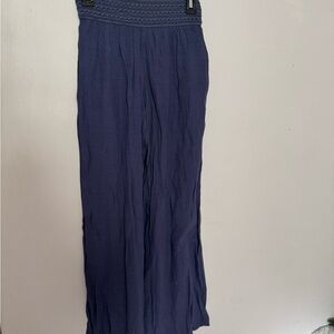 by & by Textured Blue flared linen pants